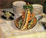 Gustave Caillebotte Canvas Paintings - Still Life with Crayfish
